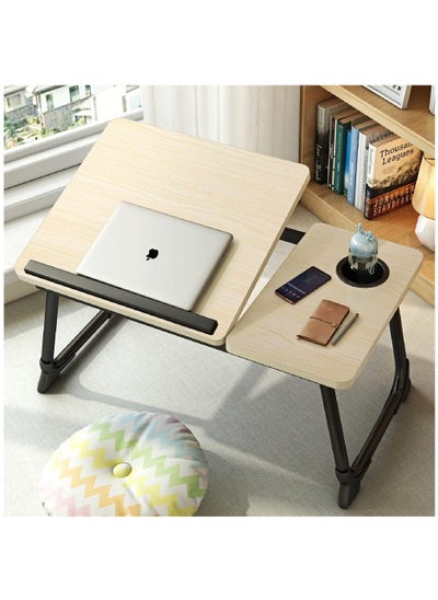 Buy Foldable Lap Desk, Portable Laptop Desk with Cup Holder, Adjustable Bed Table for Laptop and Writing in Saudi Arabia