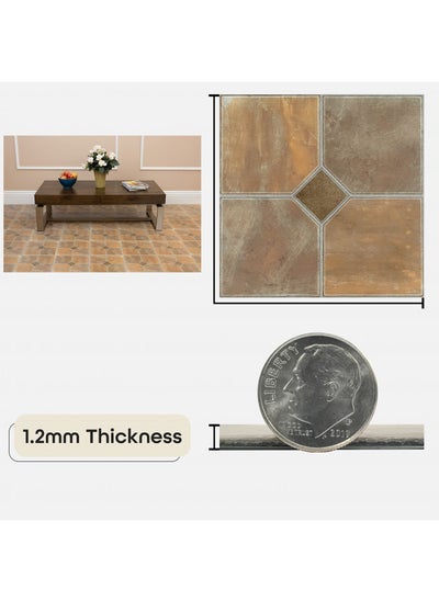 Buy Nexus Self Adhesive 12-Inch Vinyl Floor Tiles, 20 Tiles - 12" x 12", Rustic Slate Pattern - Peel & Stick, DIY Flooring for Kitchen, Dining Room, Bedrooms & Bathrooms by Achim Home Décor in UAE