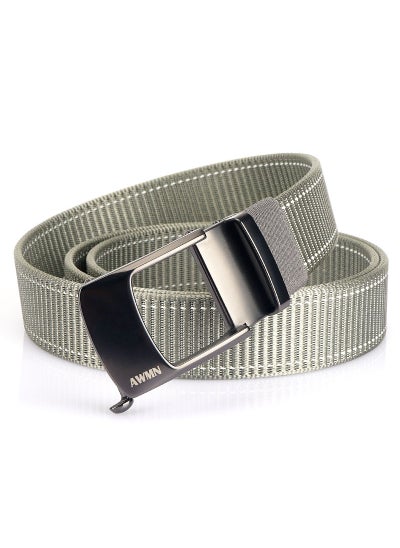 Buy New Mens Casual Simple Nylon Braided Belt New Design Automatic Buckle Toothless Adjustable Cuttable BeltLight gray white line Light gray white line in UAE