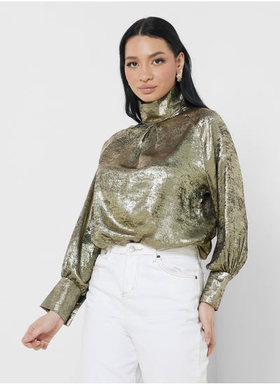 اشتري Shimmer Puff Sleeve Top في الامارات