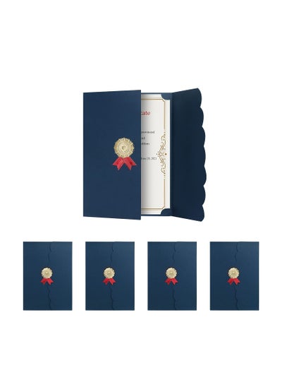 Buy 5pcs A4 Certificate Holder Graduation Diploma Cover Degree Certificate Holder Trifold Document Covers for Award Certificates, Diplomas, Documents, Contract, Invitation Card, A4 Paper (Dark Blue) in Saudi Arabia