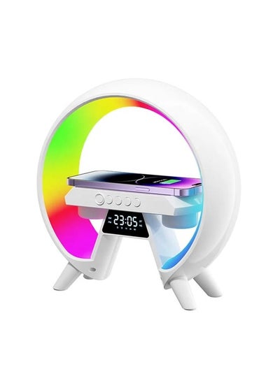 Buy Speaker is a music player with multi-colored lighting and attached to a wireless charging base with a wonderful and beautiful design in UAE