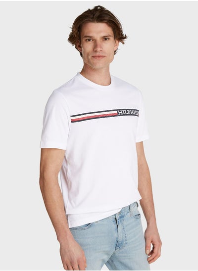 Buy Chest Striped Crew Neck T-Shirt in UAE