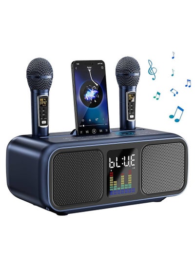 اشتري S39 Pro Portable Bluetooth Speaker With 2 Microphones UHF Wireless Karaoke Machine For Adults And Kids Speaker System With Gradual Colorful LED Lights For Home Party في الامارات