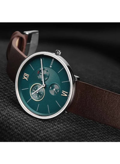 اشتري Men's Analog Round Shape Leather Wrist Watch - 1877SL01 - 39 Mm في الامارات