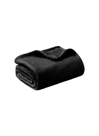 Buy Royal Double  Fleece blanket 310 GSM Extra Soft Fleece All Season Blanket 200 x 230 Black in UAE