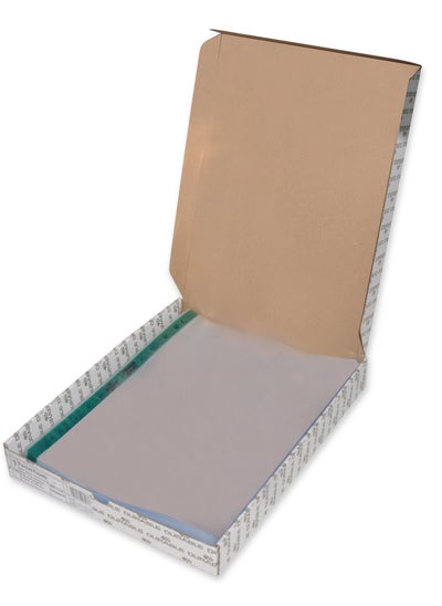 Buy Durable punched pocket A4, open top, crystal clear, 90my, transparent with green perforated spine, 100 pieces in UAE