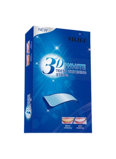 Buy 28 Pcs 3D White Teeth Whitening Strip Dental Whitening Kit 100% Genuine Branded for Express Fast Result Treatments Professional Whitener Enamel & Stains Removal |Unisex 14 Pairs in UAE