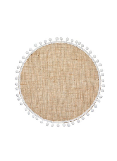 Buy Woven Hessian Placemats With Pom Pom Decorations Set Of 4 in UAE