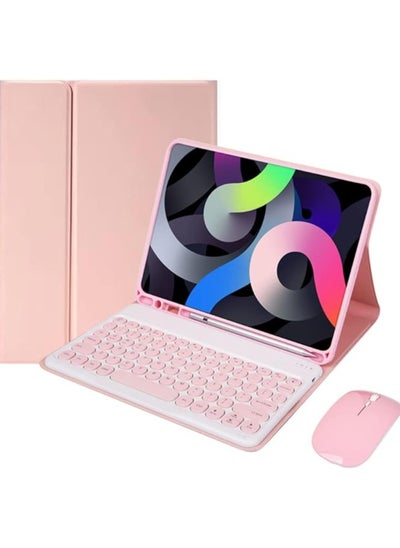 Buy Keyboard Case & Mouse for iPad 10th Generation (10.9" inch, 2022), Slim Folio Cover Detachable Bluetooth Keyboard with Pencil Holder (Pink) in UAE