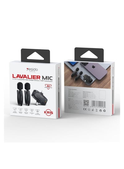 Buy LAVALIER MIC KR15 Noise AI Reduction Best Microphone For Vlogers Black in Saudi Arabia