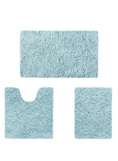 Buy 3-Piece Non-Slip Fluffy Soft Plush Microfiber Washable Quick Dry Ultra Shaggy Bath Mats For Tub Bathroom Rugs Bath Mat in UAE