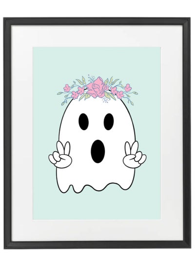 Buy Halloween Cute Ghost Framed Poster 50x40cm - Spooky Halloween Wall Art Decor for Kids' Rooms, Home, Nursery, or Party - Trick or Treat Halloween Decoration Gift in UAE