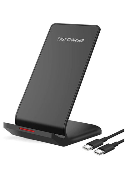 اشتري Fast Wireless Charger 10W Max PowerWave Stand Upgraded Qi-Certified Fast Charging for iPhone SE, 11, 11 Pro, 11 Pro Max, XR, Xs Max, XS, X, 8, 8 Plus, Galaxy S20 S10 S9, Note 10 Note 9 (No AC Adapter) في الامارات