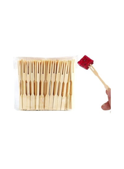 Buy Bamboo Mini Tasting Forks Fruit Picks Party Supplies Portable Cake Fruit Appetizer Dessert Picks (80) in Saudi Arabia