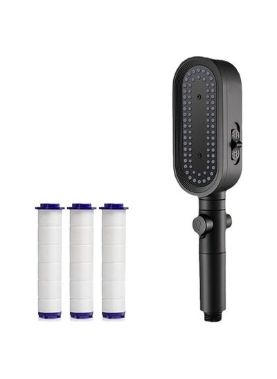 Buy Improved shower head with pressure regulation, effortless water control, and comfort with extra 3 filters (black) in Saudi Arabia