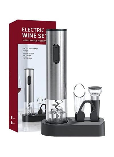 Buy Electric Wine Bottle Opener, Automatic One-Button Corkscrew Openers Kit, Vacuum Stoppers, Aerator Pourer Wine Set Gift for Wine Lovers, for Household Kitchen Party Bar (Stainless Steel) in Saudi Arabia