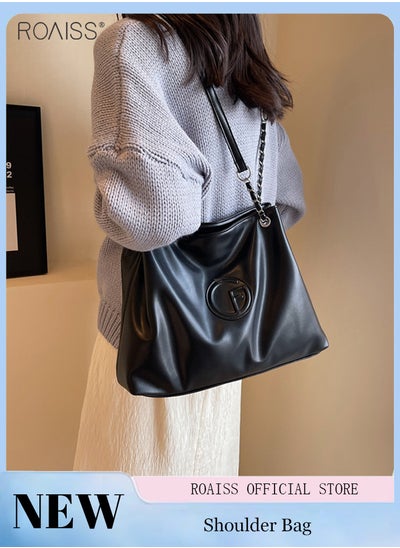 اشتري Fashionable And Versatile Pu Leather Tote Bag Women'S Daily Commuting Large Capacity Design Shoulder Bag في الامارات