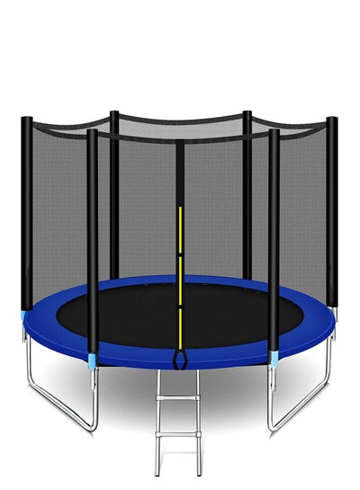 Buy 8FT Outdoor Trampoline for Kids Adult, Large Bungee Bed Jumping Mat and Spring Cover Padding with Safety Enclosure Net, Parent-Child Interactive Game Fitness Equipment in UAE