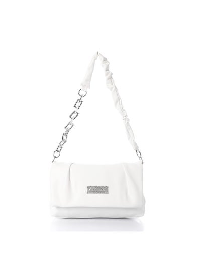 Buy Magnetic and Zipper Closure Cross-Body Bag - White in Egypt