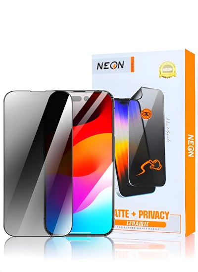 Buy HD ceramic anti-spy screen protector for iPhone 14 Pro Max to protect privacy (anti-fingerprint) from Neon, maximum protection for the screen from scratches and breakage in Saudi Arabia