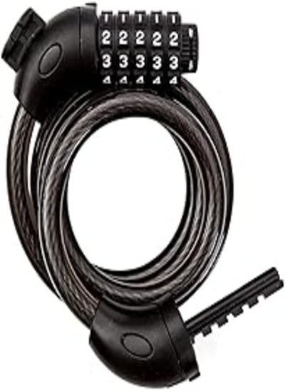 اشتري 1.2M 5-digit code bicycle lock coil reset combination line bicycle lock anti-theft password lock - black في مصر