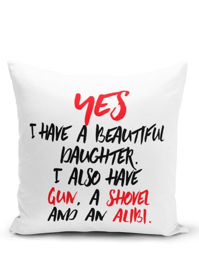 Buy Throw Pillow Protective Dad Gift White Pillow Dad Daughter Gifts Funny Best Dad Qote in UAE