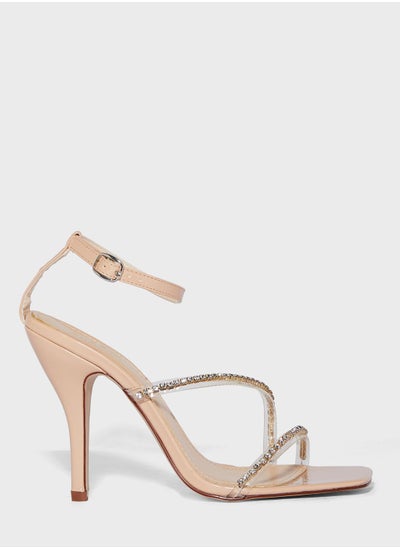 Buy Square Toe  Diamante Strap Stiletto Sandal in UAE