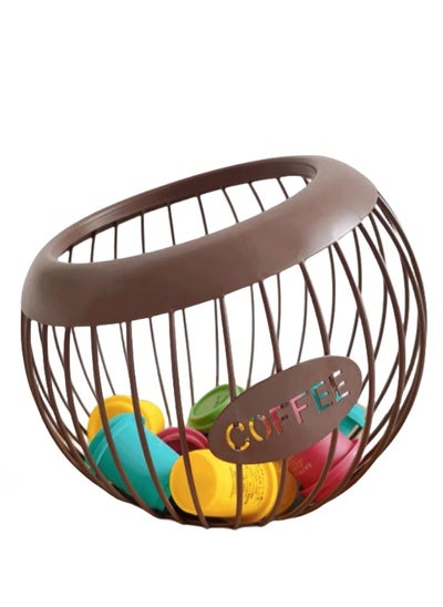 اشتري Basket Iron Coffee Capsule Holder Coffee Capsule Storage Rack Oblique Basket - Brown في السعودية