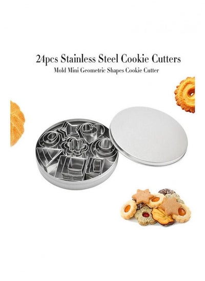 Buy 24-Piece Stainless Steel Cookie Cutters Mold Set Silver in UAE