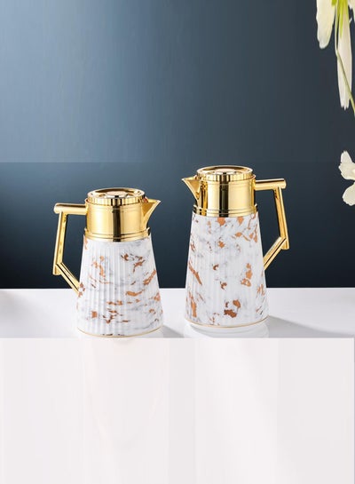 Buy Royal Camel Thermos Set Of 2 Pieces For Coffee And Tea Marble/Golden1 Liter And 0.5 Liter in Saudi Arabia
