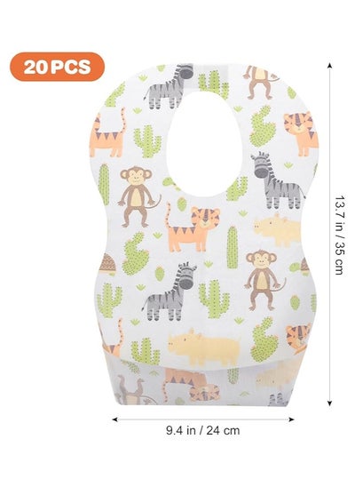 Buy 20 Pack Disposable Bibs, Adjustable Baby Bibs Travel Pack for Newborn Infant Baby Toddlers (Monkey) in Saudi Arabia