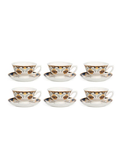 Buy Mikasa Porcelain Cup/Saucer White/Gold Set Of 6 in UAE