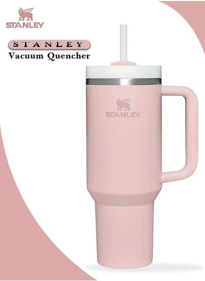 Buy Stanley Quencher H2.0 Flow State 40oz Rose Gold Stainless Steel Vacuum Insulated Tumbler with Lid and 2 Straw for Water and Iced Tea, Cold Retention in Pack of 1 & 2 in UAE