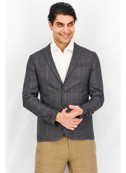 Buy Men Slim Fit Long Sleeve Checkered Blazer, Grey Combo in UAE