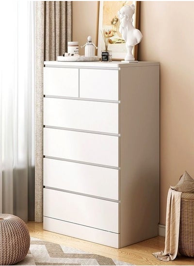 Buy Modern Living room Chest of Drawers Bedroom Storage Organizer Cabinet with 6 Drawers White in Saudi Arabia