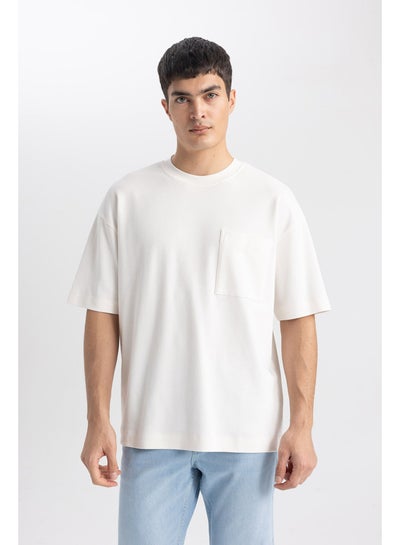 Buy Man Oversize Fit Crew Neck Short Sleeve Knitted T-Shirt in Egypt
