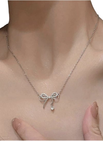 Buy Elegant Necklace with Tie and Rhinestone Decoration - 1 Piece in Saudi Arabia