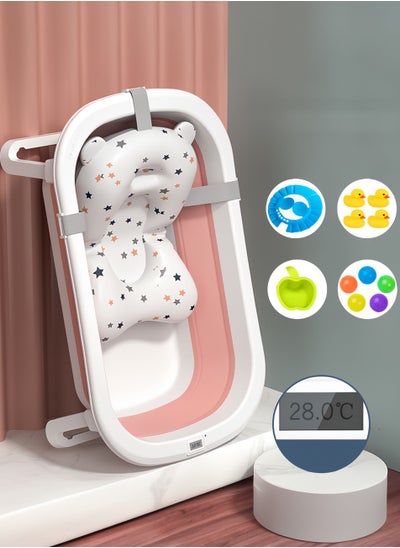 Buy Baby Bathtub Portable With Baby Cushion Shampoo Hat Collapsible Toddler Bath Tub in Saudi Arabia