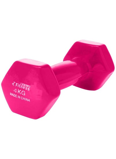 Buy Weightlifting dumbbell made of vinyl, 4 kg, pink color in Saudi Arabia