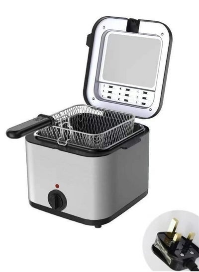 Buy Commercial Electric Fryer, Commercial Profession Deep Fat Fryer With Viewing Window Adjustable Temperature Control Non Stick Basket, Suitable for Fried Chicken Legs with French Fries, 2.5L 1000W Silve in Saudi Arabia