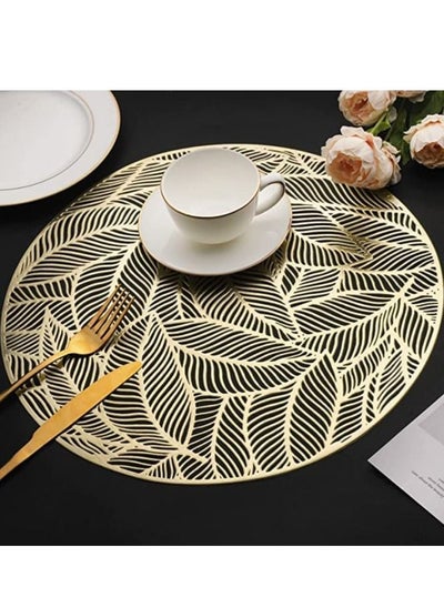 Buy Placemats Set of 6pcs, Round Leaf Place Mats for Dining Table Hollowed-Out Pressed Vinyl Table Mats for Holiday Party Wedding Accent Centerpiece Dinner Table Decoration in UAE