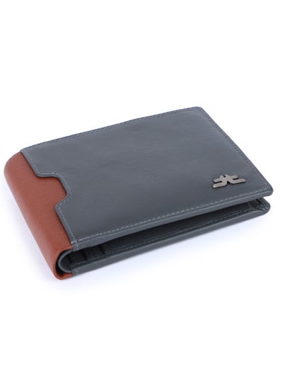 Buy Laveri Genuine Leather Designer Wallet With RFID Protection Brown And Grey in UAE