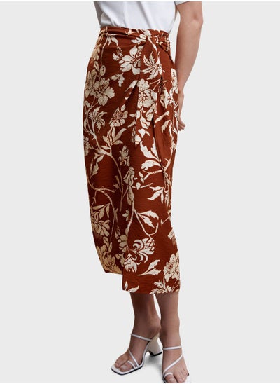 Buy Floral Print Wrap Skirt in UAE