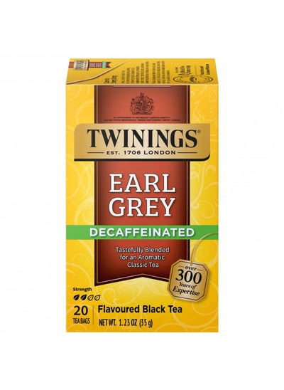 اشتري Twinings Decaffeinated Earl Grey Individually Wrapped Black Tea Bags, 20 Count Pack of 6, Flavoured with Citrus and Bergamot في الامارات