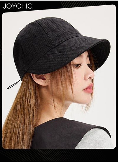 Buy Women Spring Summer Autumn Versatile Bucket Hat Daily Outdoor Sun Protection Peaked Cap Adjustable Foldable Waffle Hat for Ladies Girls Black in UAE