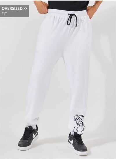 Buy Teddy Placement Print Oversized Joggers with Drawcord in Saudi Arabia