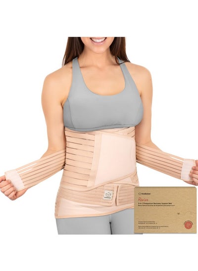 اشتري 3 In 1 Postpartum Belly Support Recovery Wrap - Postpartum Belly Band, After Birth Brace, Slimming Girdles, Body Shaper Waist Shapewear, Post Surgery Pregnancy Belly Support Band (Classic Ivory, Xl) في الامارات