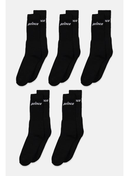 Buy Men 5 Pairs Crew Socks, Black in UAE