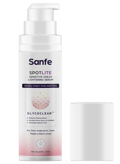 Buy Sanfe Spotlite Sensitive Body Serum For Dark Underarms, Inner Thighs & Sensitive Areas Enriched with Kojic Acid, 4% Niacinamide For Dark Intimate Patches, De Tanning, Anti Aging and Skin 50gm in UAE